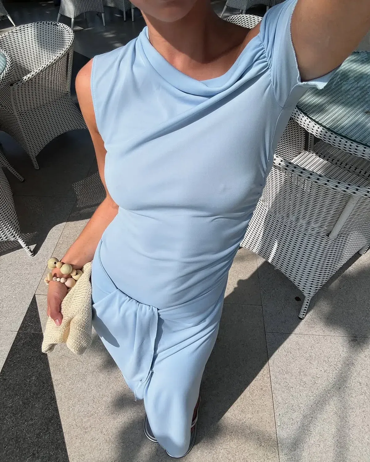 BENNI Cleo One Shoulder Maxi Dress Sky Size AU 8 - Image 5