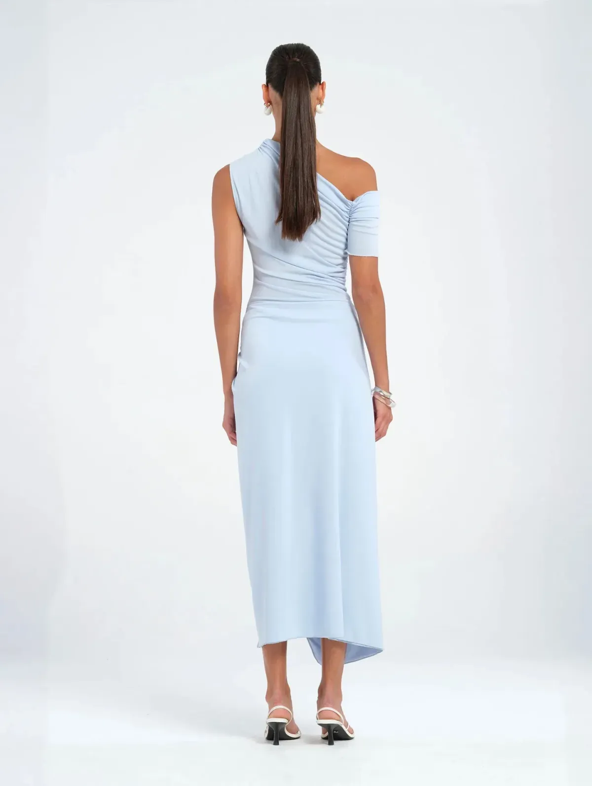 BENNI Cleo One Shoulder Maxi Dress Sky Size AU 8 - Image 3
