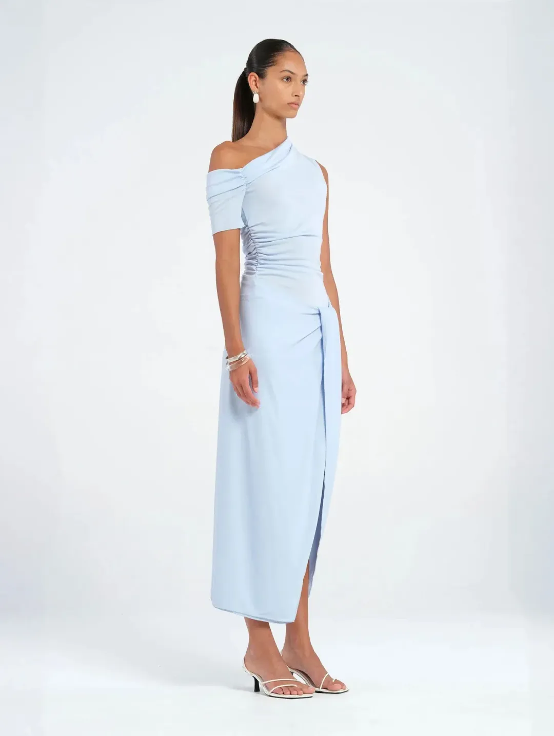 BENNI Cleo One Shoulder Maxi Dress Sky Size AU 8 for rent on The Volte - main image