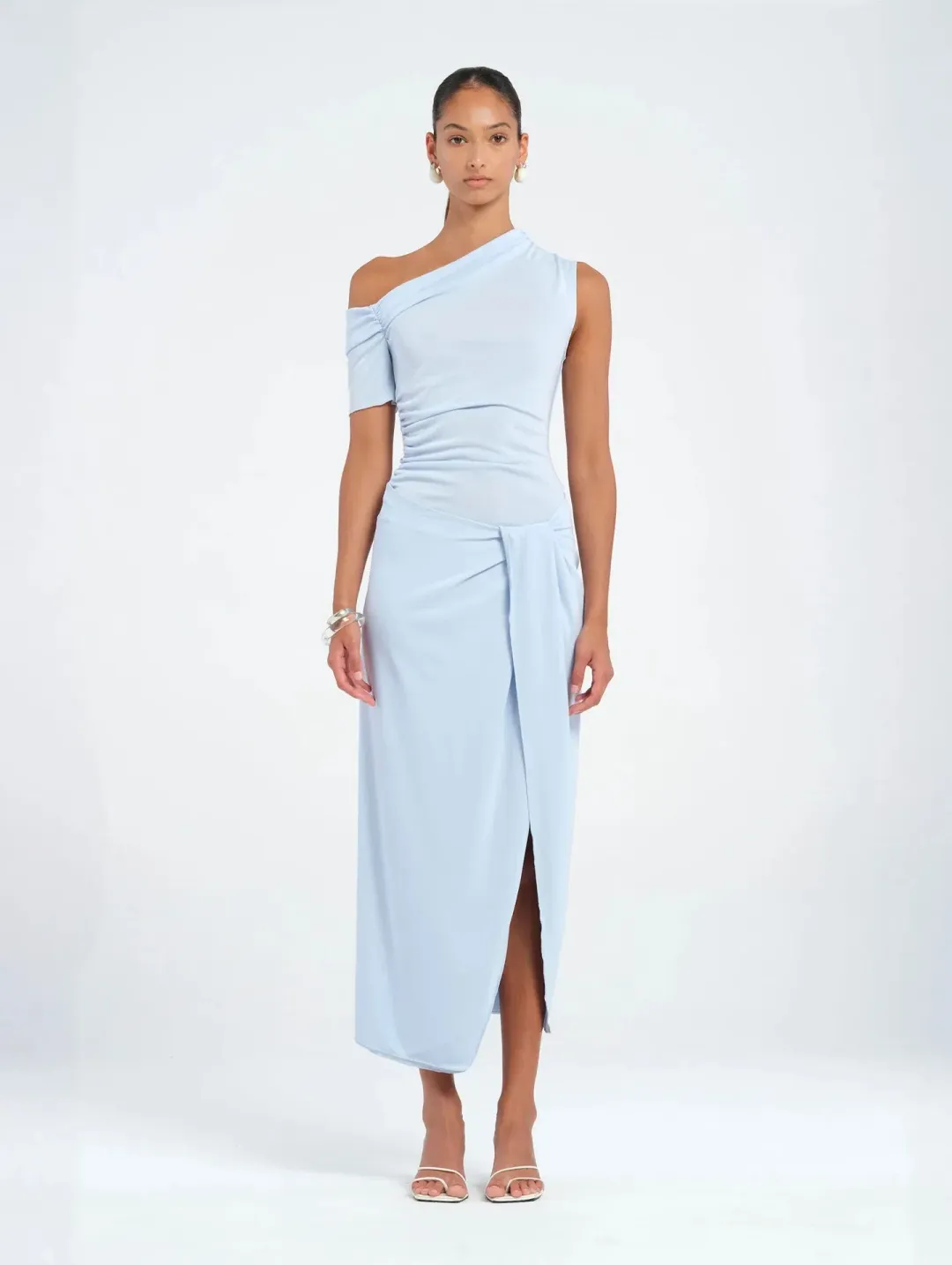 BENNI Cleo One Shoulder Maxi Dress Sky Size AU 8 for rent on The Volte - main image