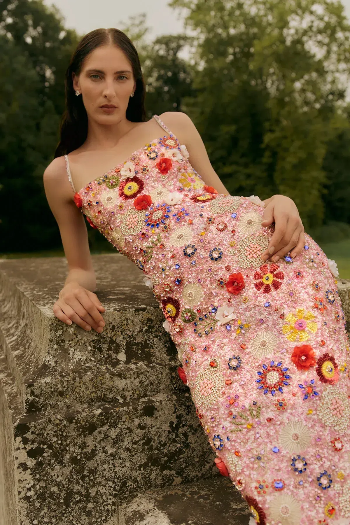 Rachel Gilbert Francesca Gown Pink Multi Size 0 /Au 6 - Image 1