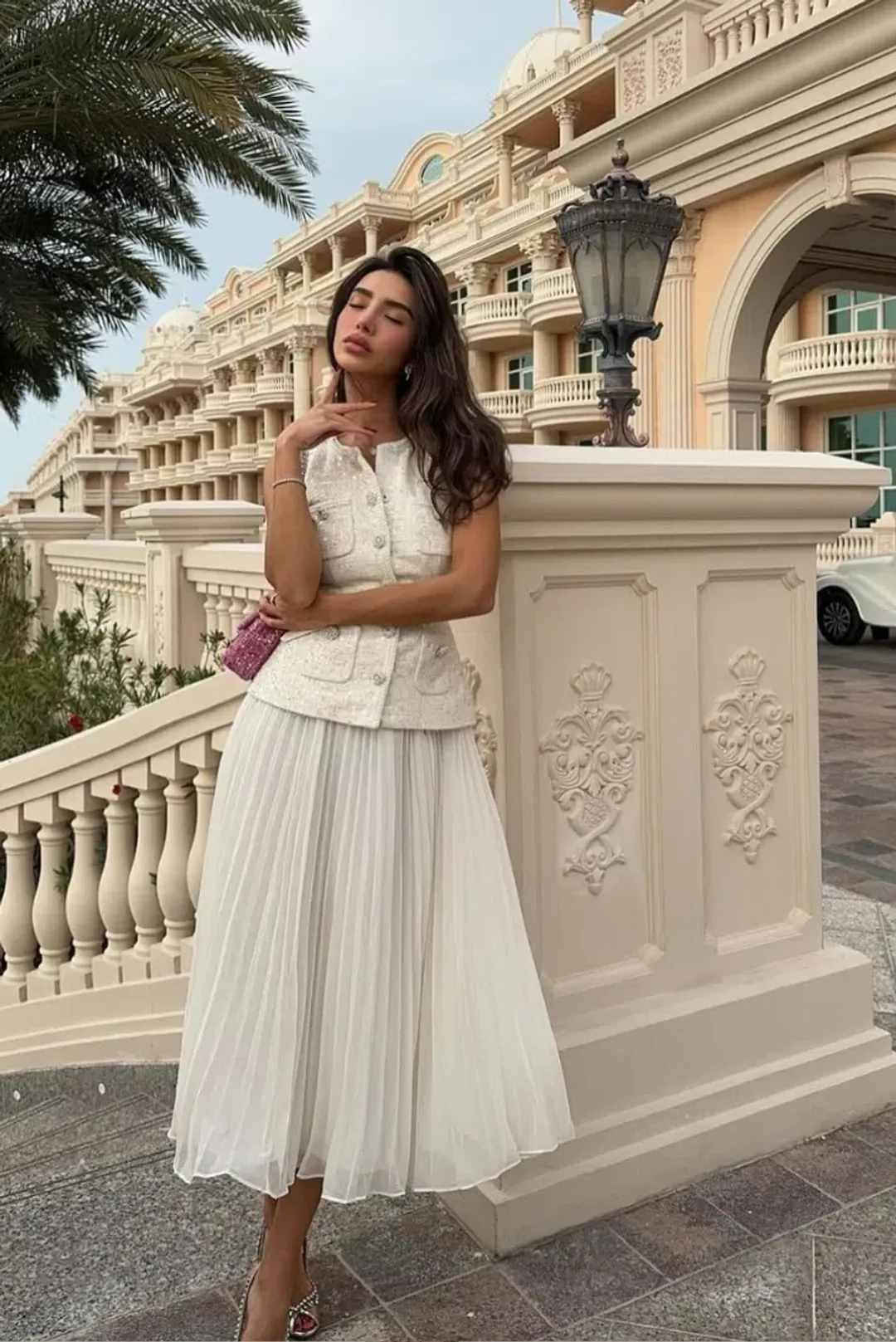 Self-portrait Sequined Bouclé Midi Dress White Size AU 12 for rent on The Volte - main image