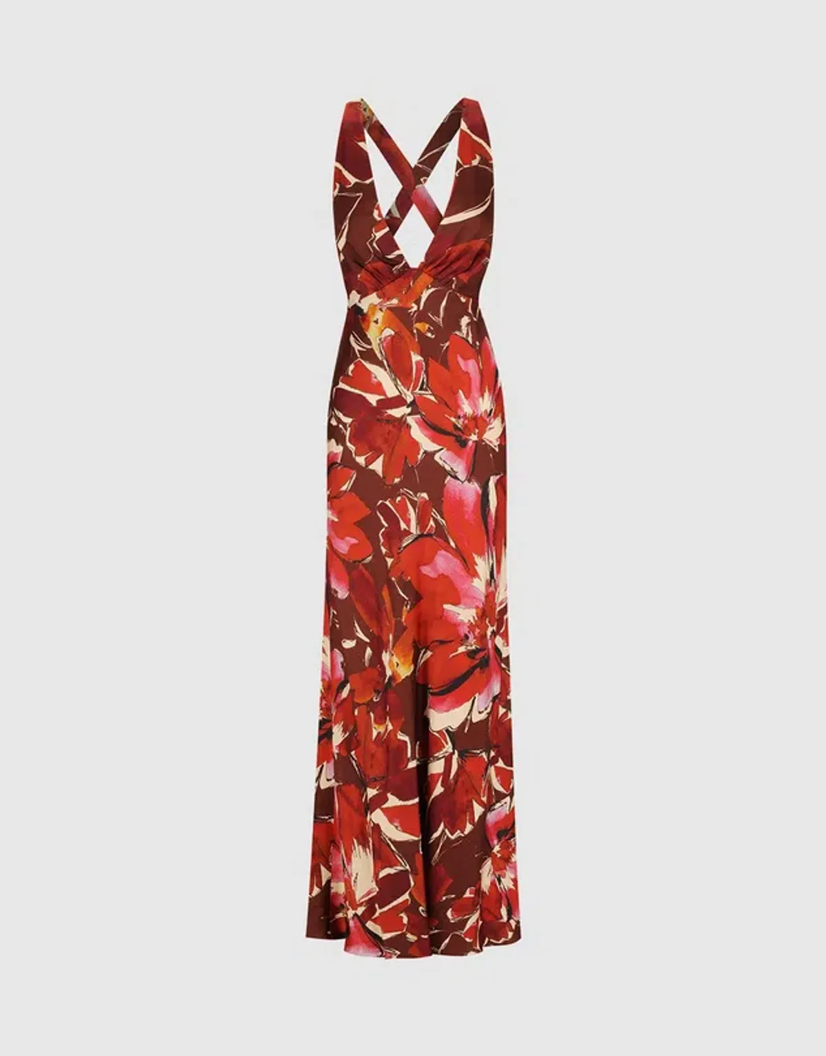 Shona Joy Nolita Plunged Cross Back Maxi Dress Rosewood Floral Size AU 6 - Image 3