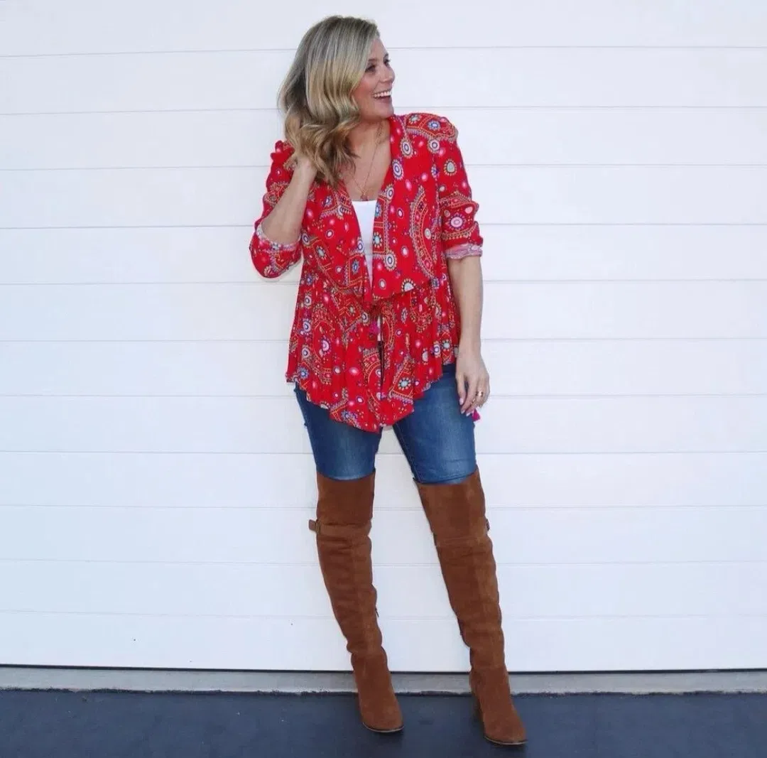 Tigerlily Universe Gypsea Red Wrap Jacket Size 8 for rent on The Volte - main image