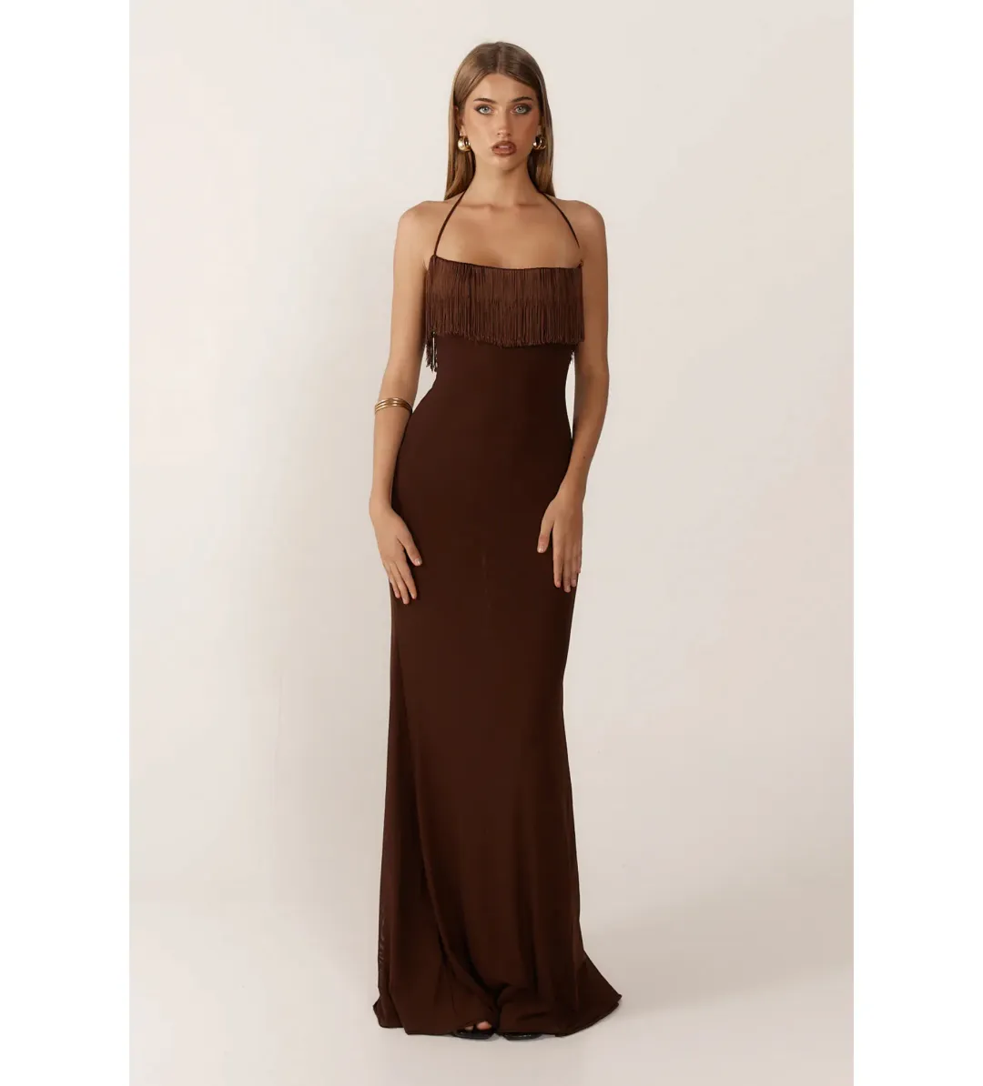 Ance Gria Camilla Maxi Dress Chocolate Brown Size XS/AU 6 for rent on The Volte - main image