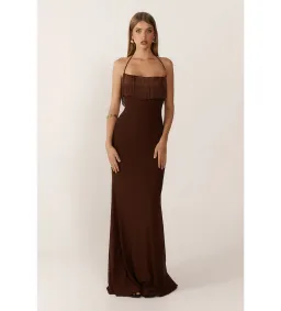 Ance Gria Camilla Maxi Dress Chocolate Brown Size XS/AU 6 for rent on The Volte - image 1