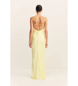 Shona Joy La Lune Lace Back Maxi Dress in lemon Size 8 for rent on The Volte - image 2