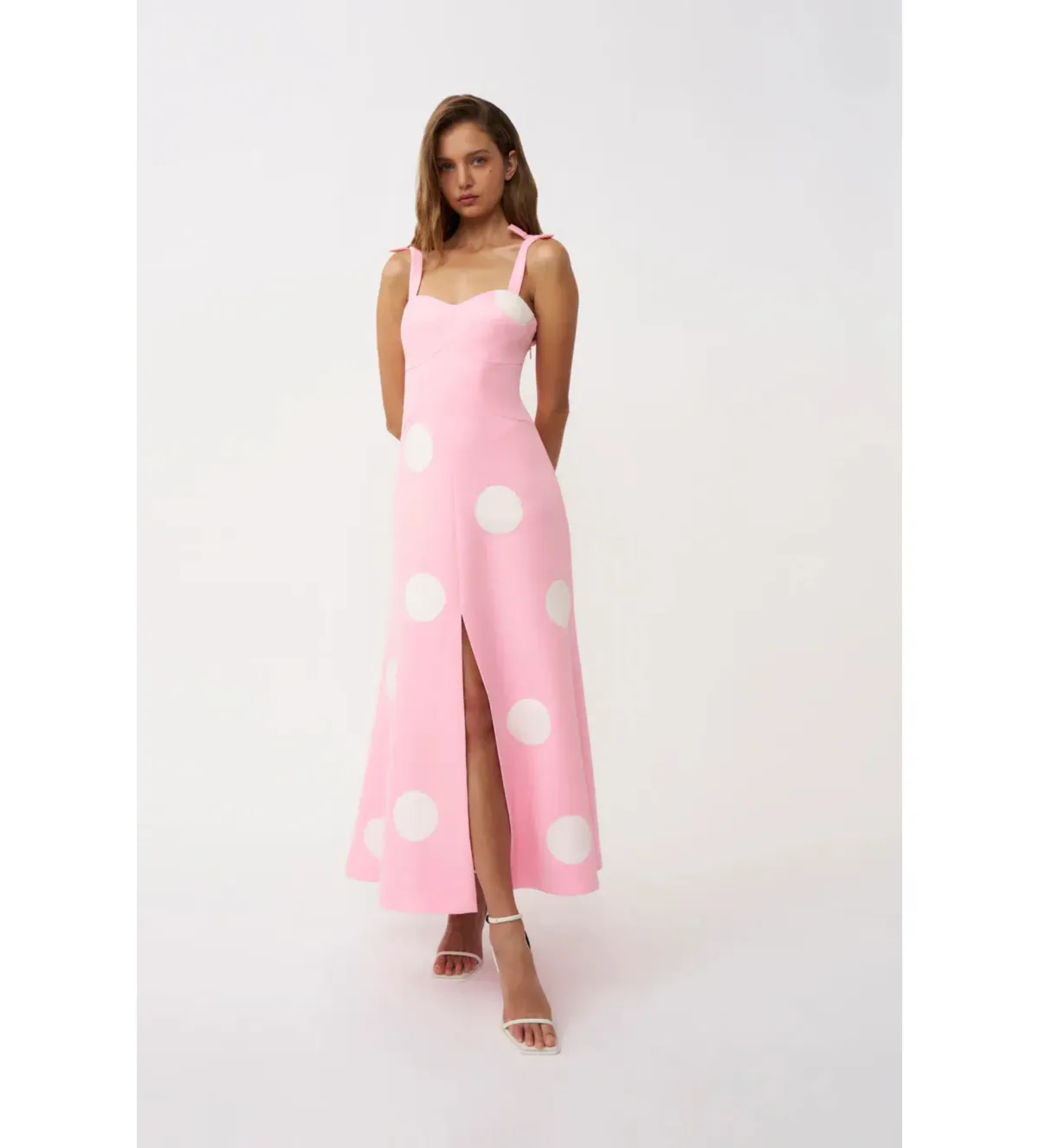 By Johnny Dolcetto Spot Ankle Dress in Pink Ivory Size 10 - Image 1