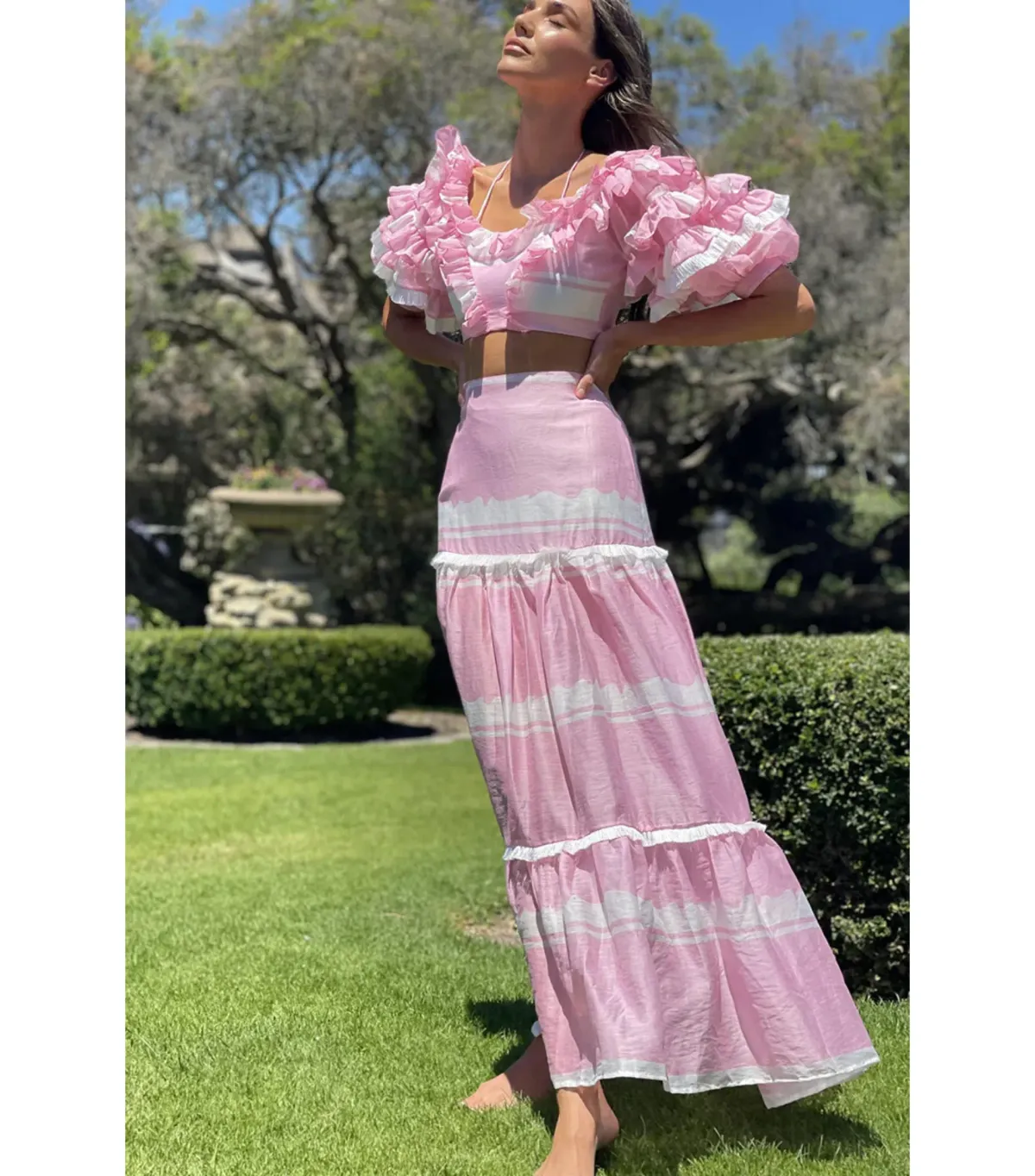 Mackenzie Mode Storybook Top and Maxi Skirt Pink White Set Size 6/XS - Image 2