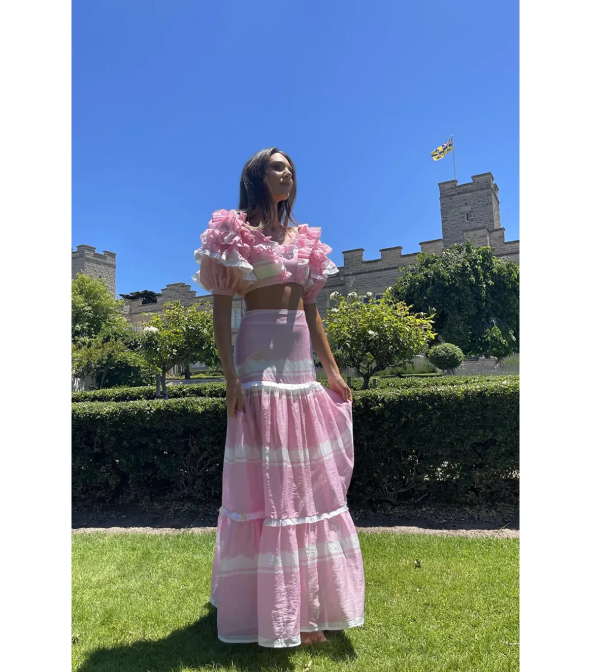 Mackenzie Mode Storybook Top and Maxi Skirt Pink White Set Size 6/XS - Image 1