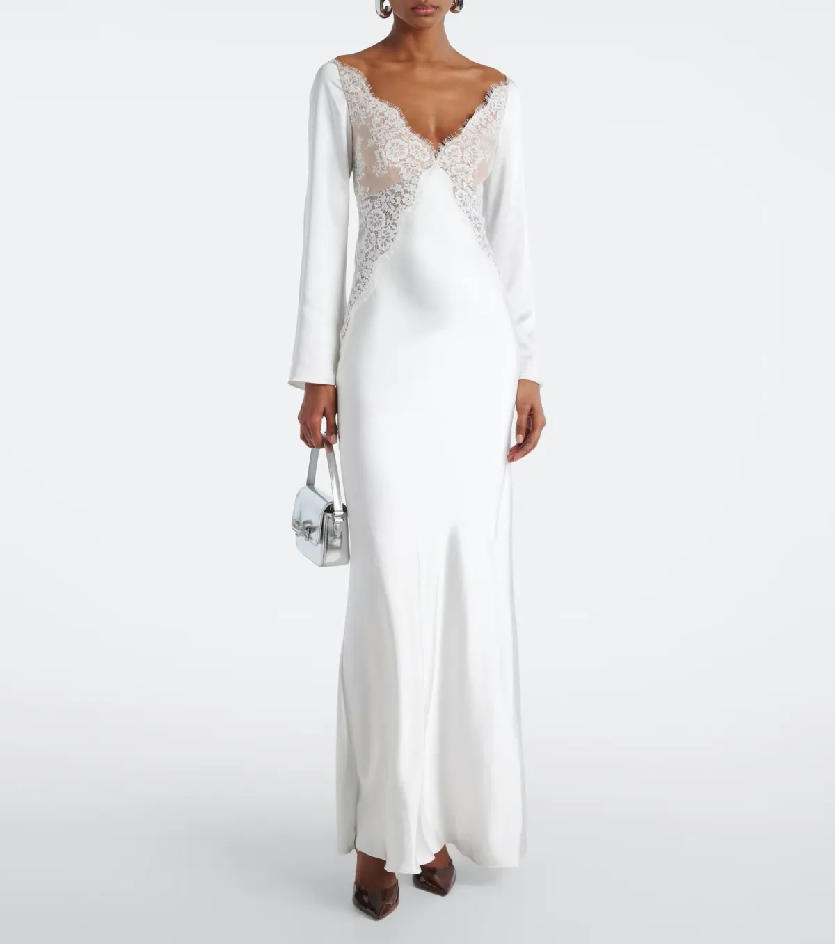 Self-Portrait x Christopher Kane Lace Trimmed Satin Gown White Size 10 - Image 2
