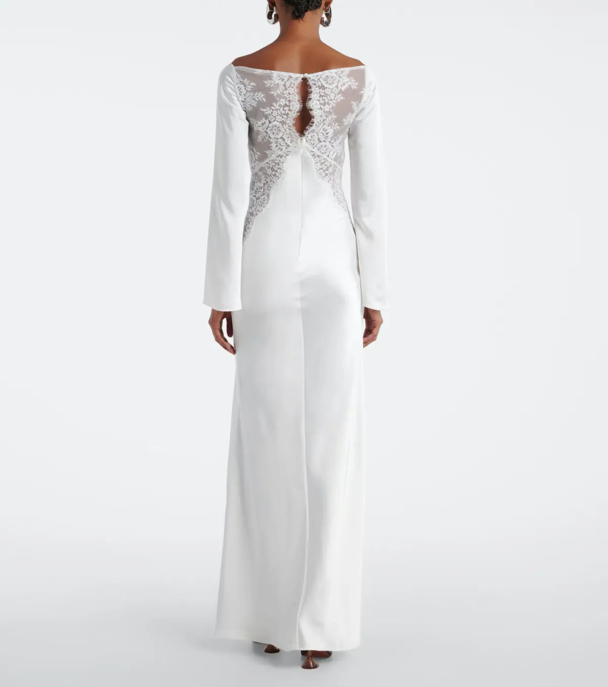 Self-Portrait x Christopher Kane Lace Trimmed Satin Gown White Size 10 - Image 4
