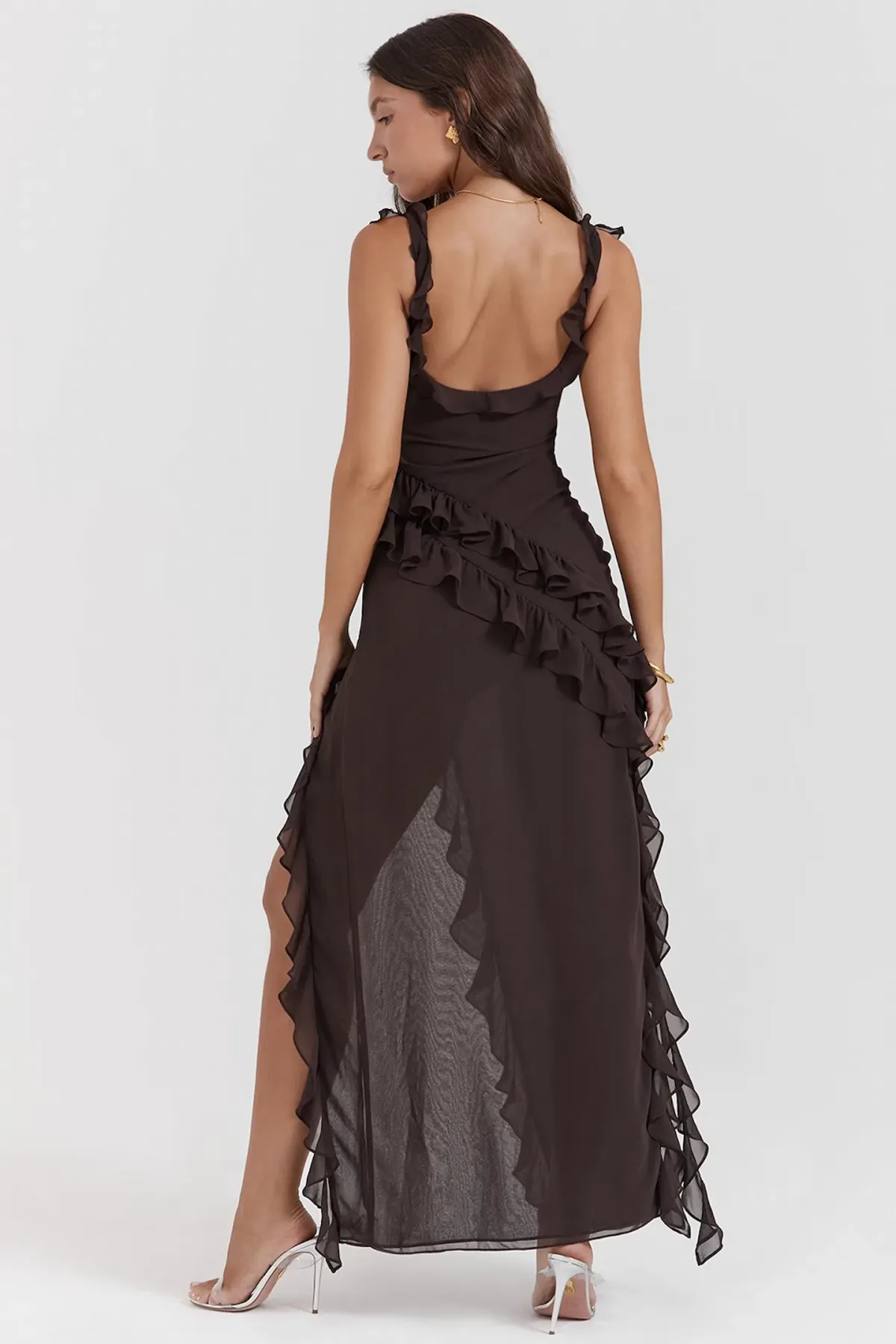 House of CB Ariela Espresso Ruffle Maxi Size AU 10 - Image 2