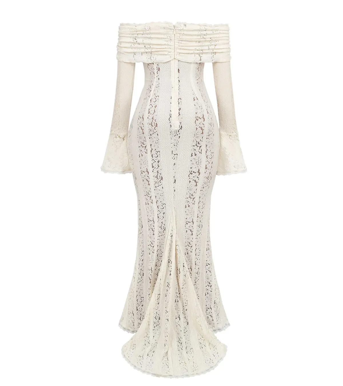 House of CB Belle Vintage Cream Floral Lace Off Shoulder Maxi Dress - Size L / AU 8-10 - Image 5