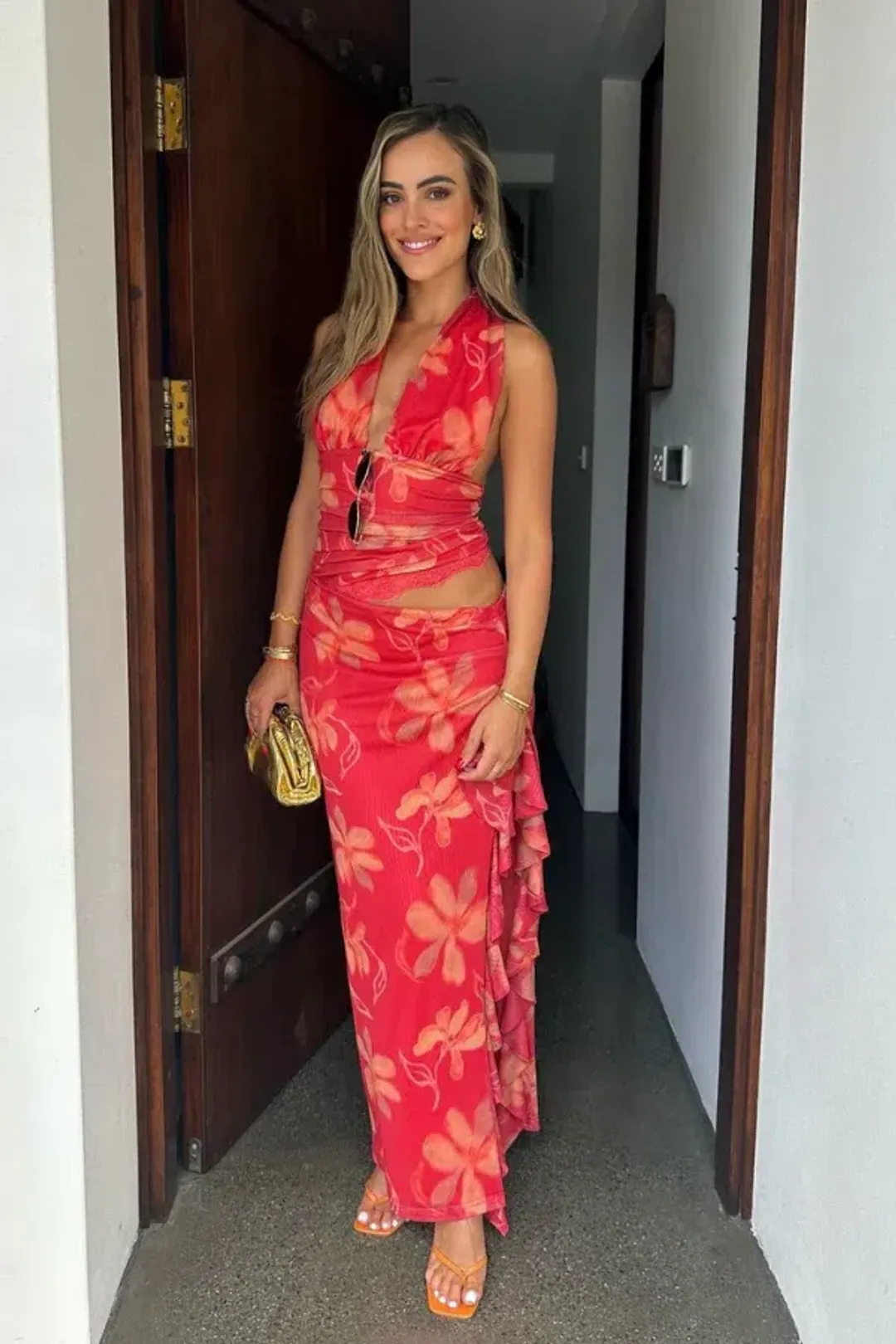 Benni Penelope Maxi Dress in Hibiscus Size AU 10 for rent on The Volte - main image