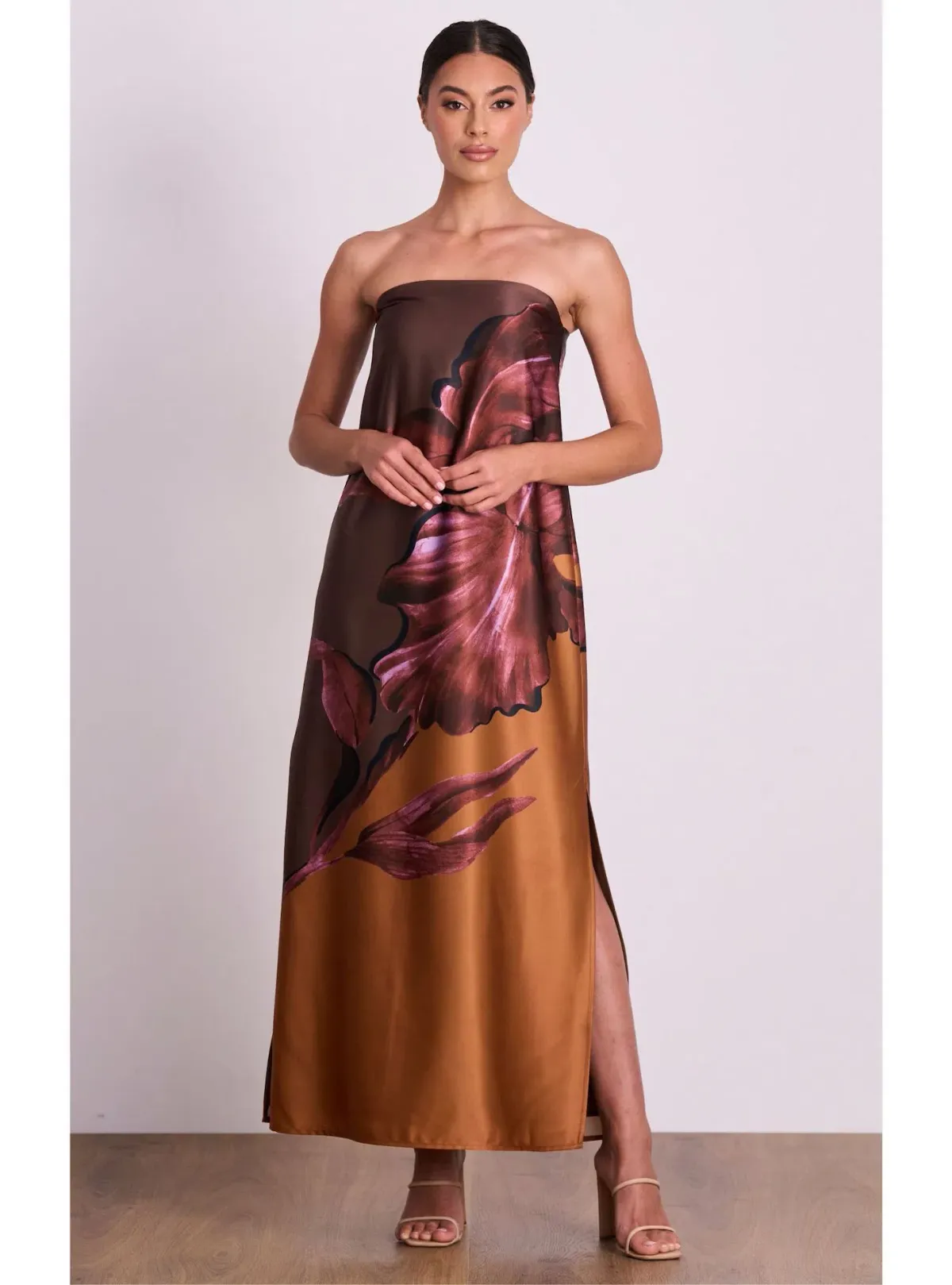 Pasduchas Moon Flower Column Midi Dress Fudge Size 8 for rent on The Volte - main image