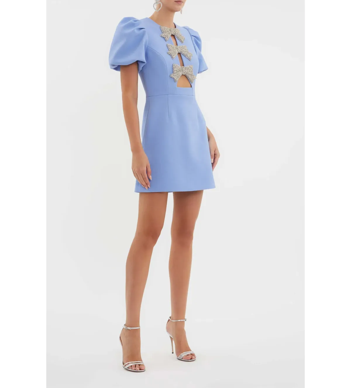 Rebecca Valance Juliana Puff Sleeve Mini Dress in Blue Size AU 4 - Image 5