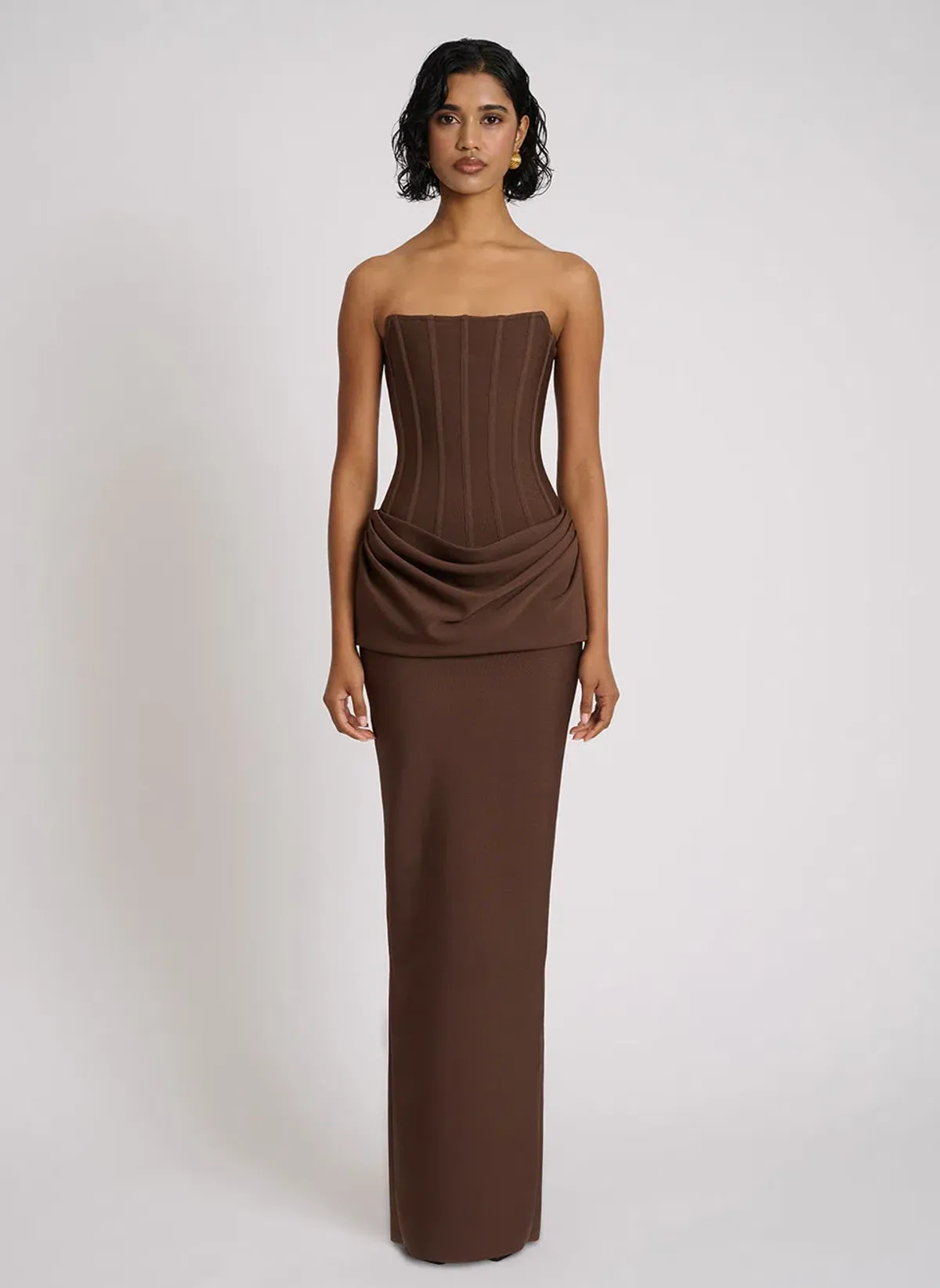 Eliya The Label Hilda Full Length Gown Chocolate Brown Size 8 - Image 1