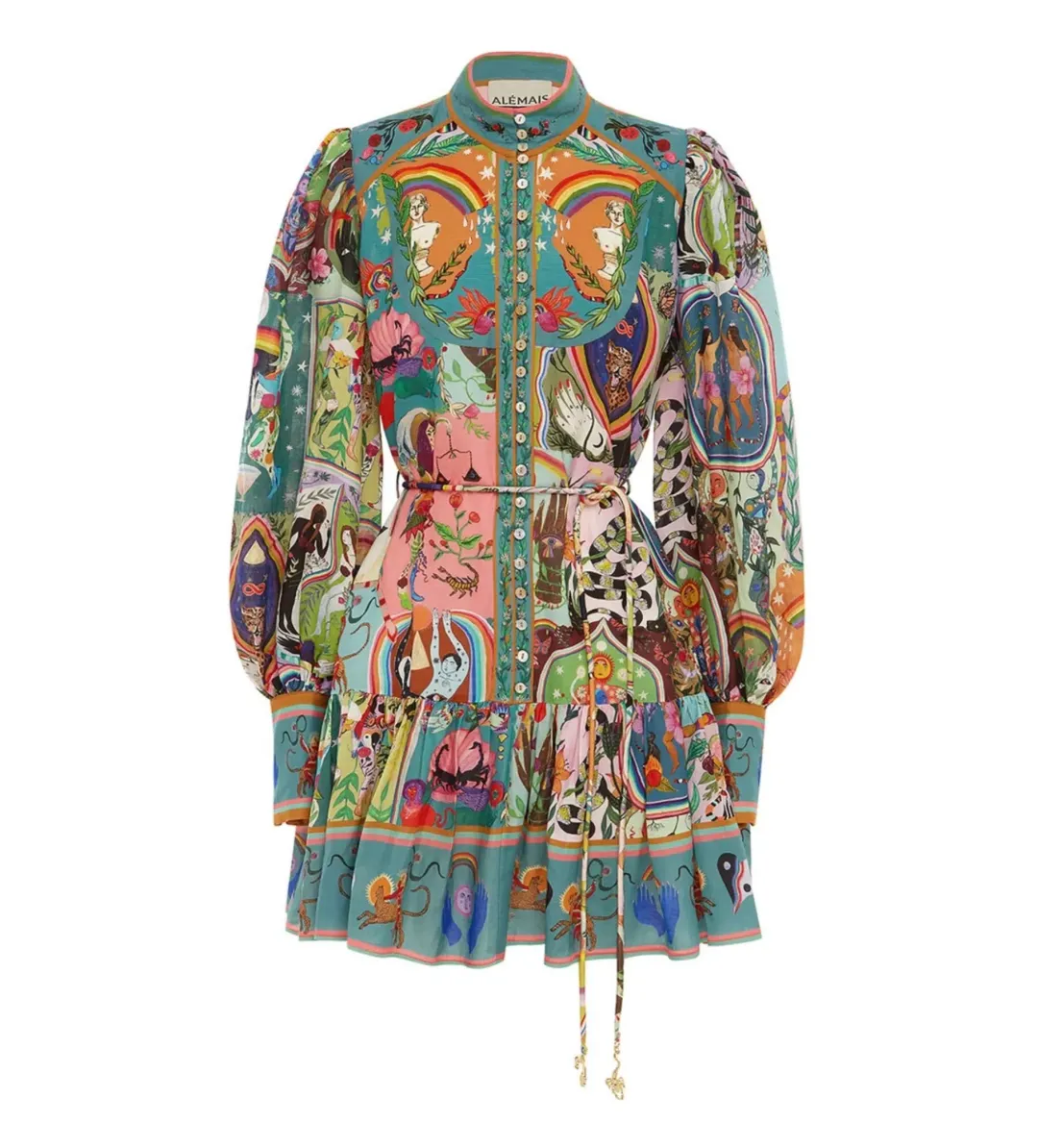 Alemais Evergreen Mini Dress In Multi Print Size 10 for rent on The Volte - main image