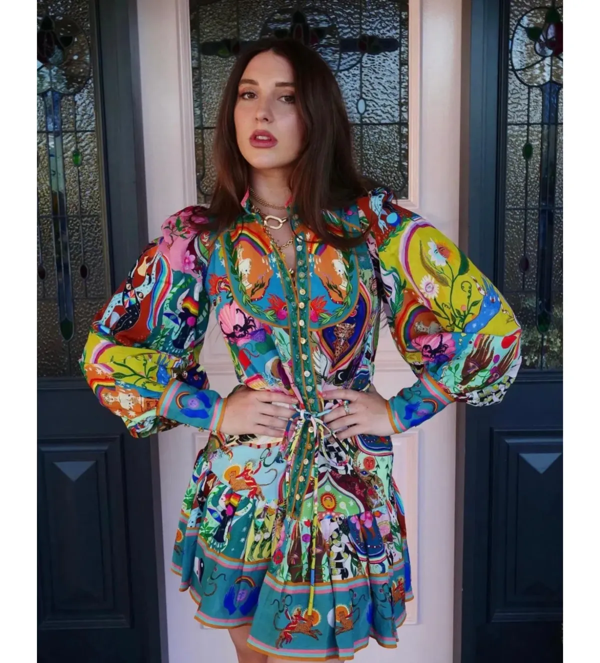 Alemais Evergreen Mini Dress In Multi Print Size 10 - Image 3