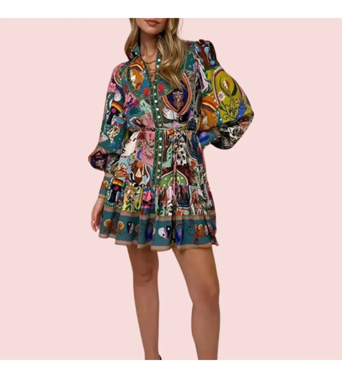 Alemais Evergreen Mini Dress In Multi Print Size 10 - Image 4