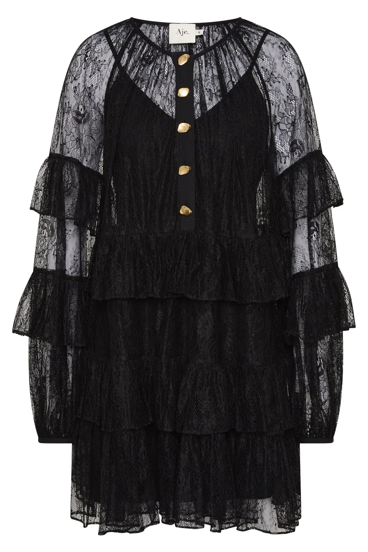 Aje Primrose Mini Dress Black Size 12/L - Image 4