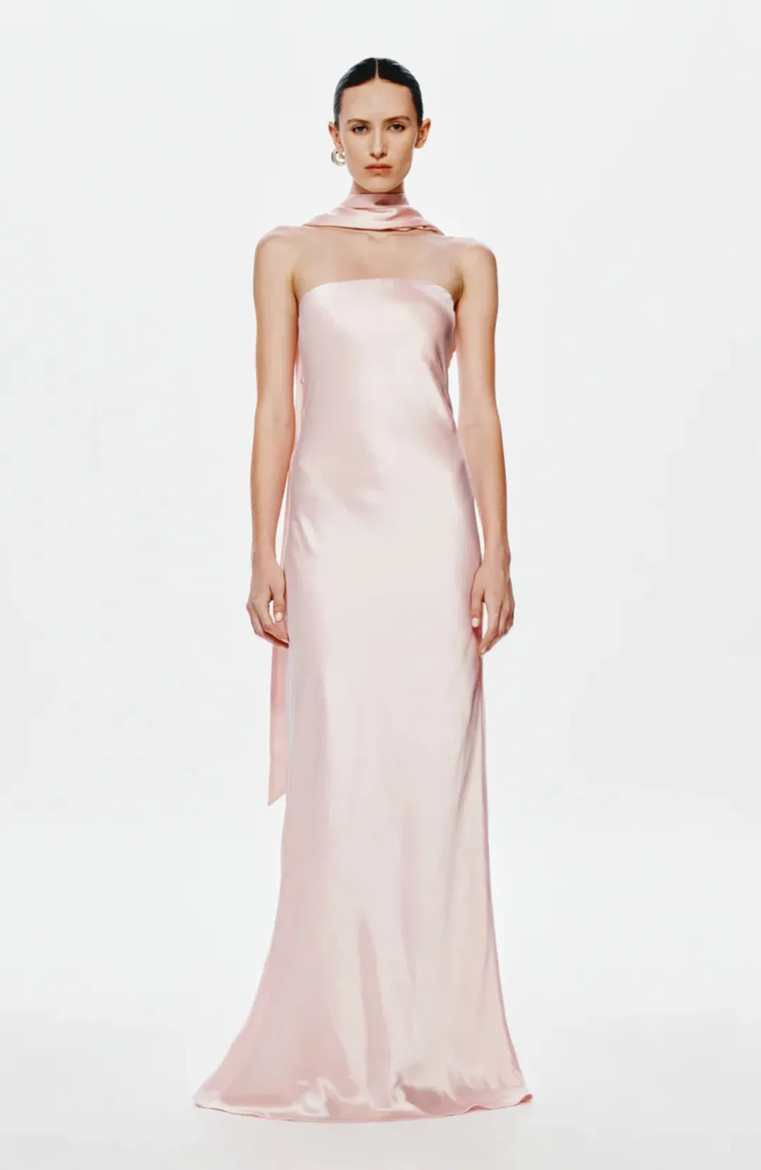 Misha Lilia Satin Maxi Dress in Rosewater Size 8/S for rent on The Volte - main image