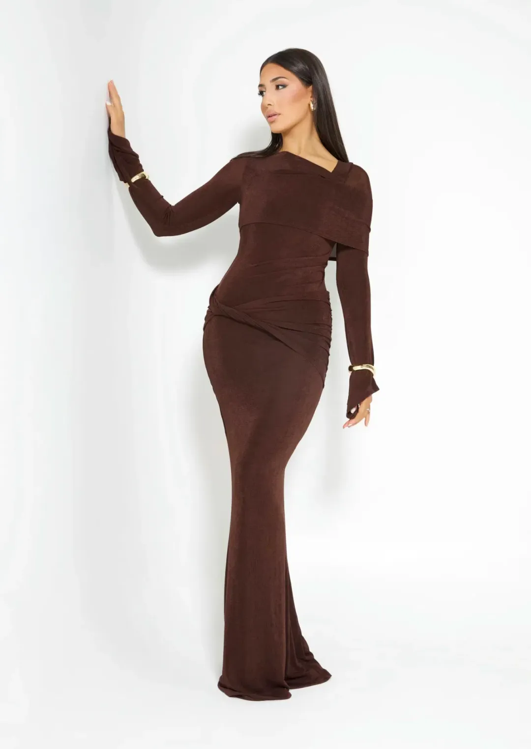 Alaía Muse Elira Maxi Dress Brown Size S / AU 8 for rent on The Volte - main image