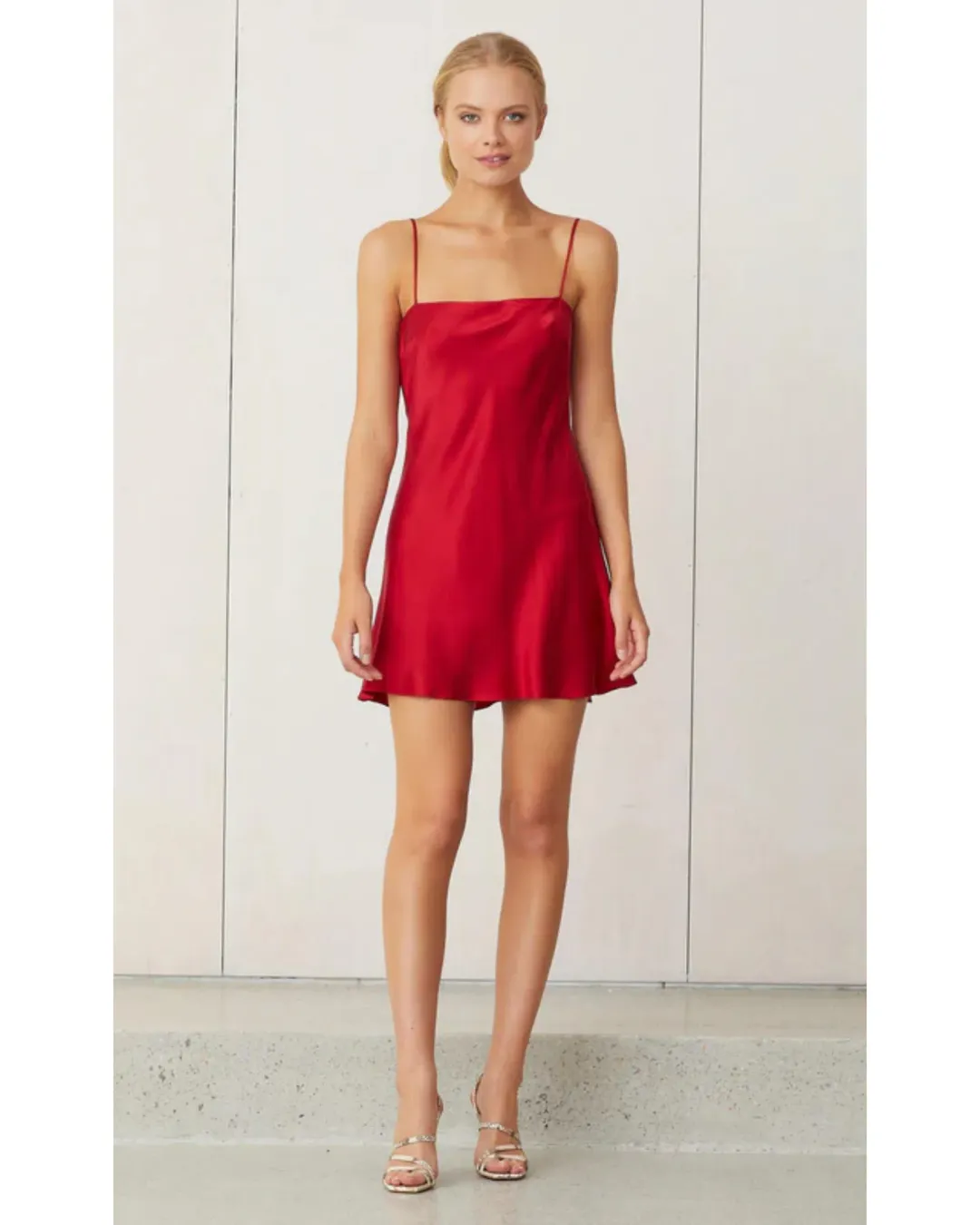 Bec & Bridge Classic Silk Mini Dress Crimson Size AU 8 for rent on The Volte - main image
