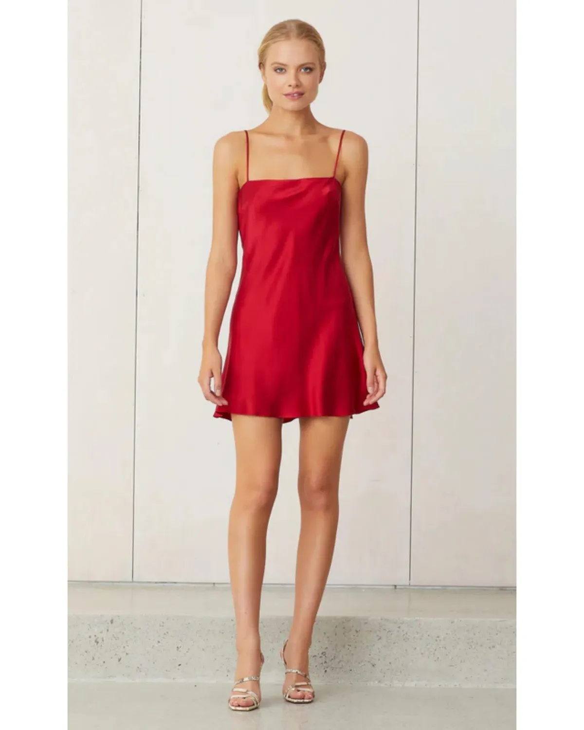 Bec & Bridge Classic Silk Mini Dress Crimson Size AU 8 for rent on The Volte - main image