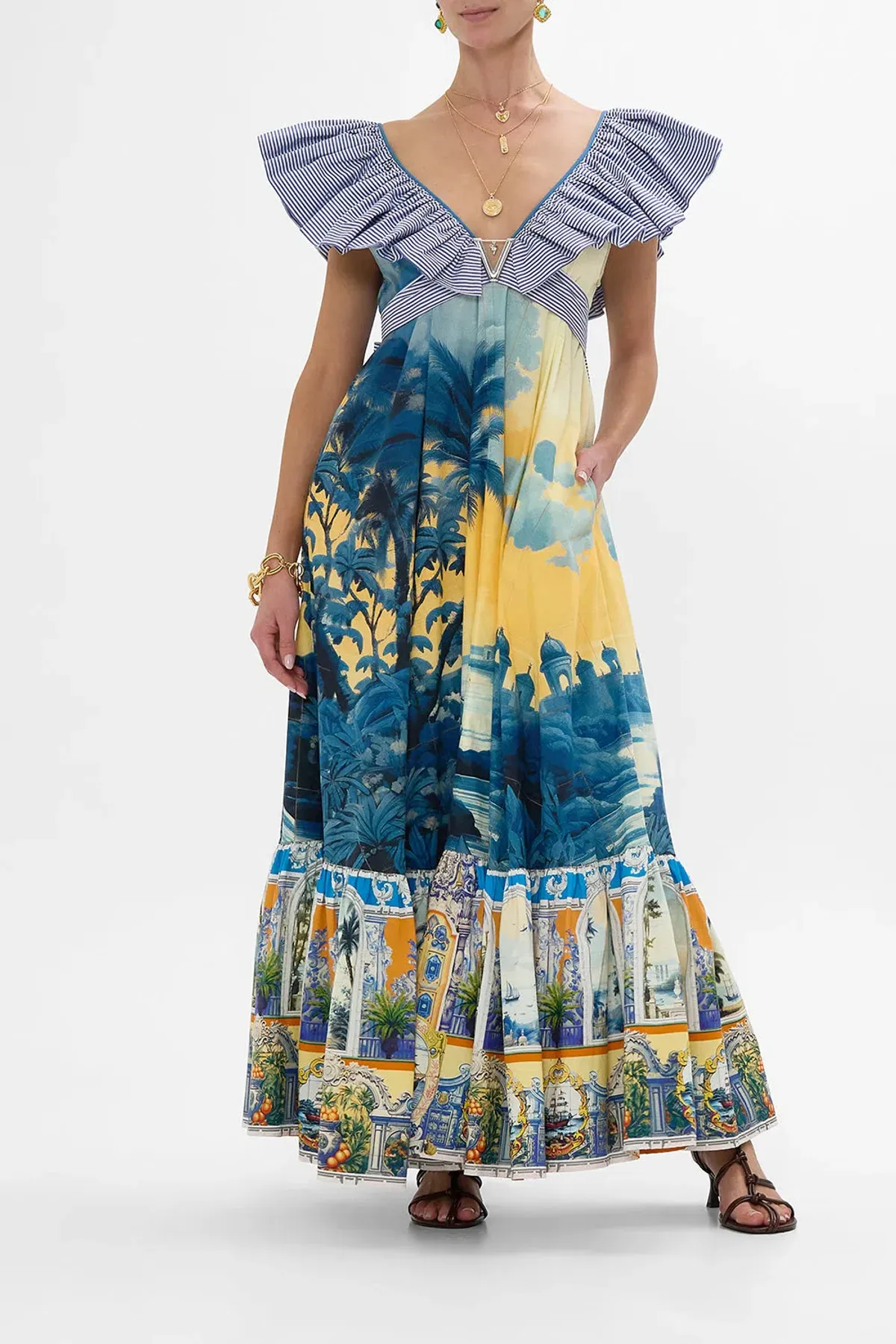 Camilla frill neck dress with hardware Song of Saint Anthony XS/S maxi - Image 1