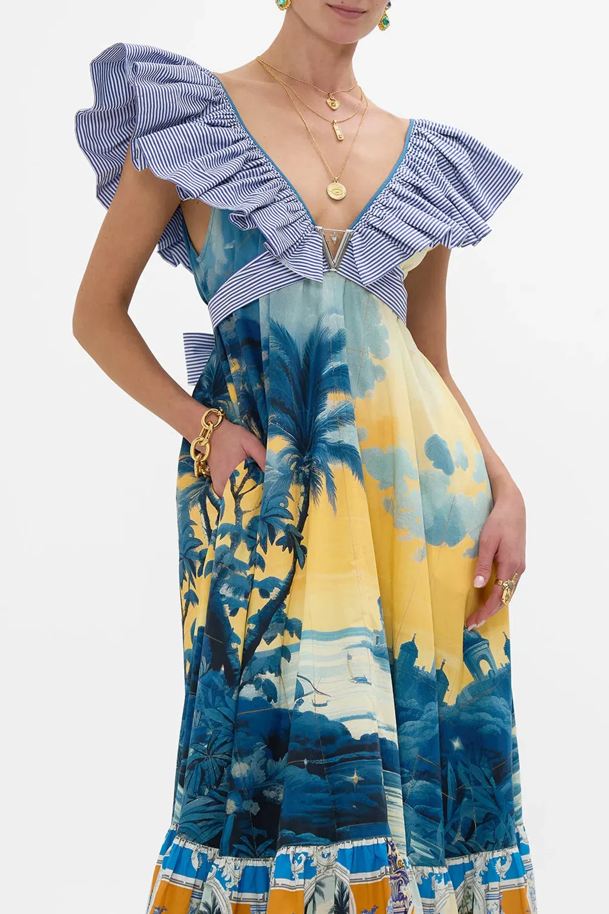 Camilla frill neck dress with hardware Song of Saint Anthony XS/S maxi - Image 3