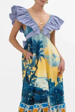 Camilla frill neck dress with hardware Song of Saint Anthony XS/S maxi for rent on The Volte - image 3