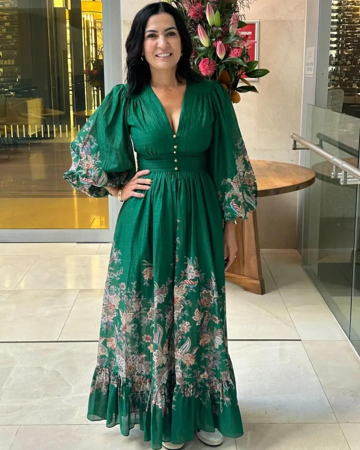 Zimmermann Rhiannon Plunge Maxi Dress Green Multi Paisley Size 3 / AU 14 - Image 1