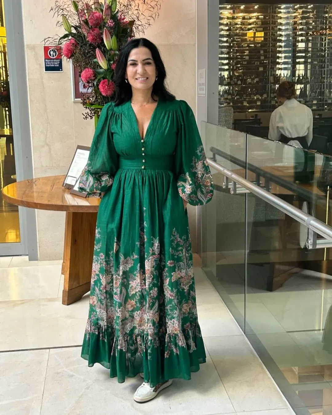 Zimmermann Rhiannon Plunge Maxi Dress Green Multi Paisley Size 3 / AU 14 for rent on The Volte - main image