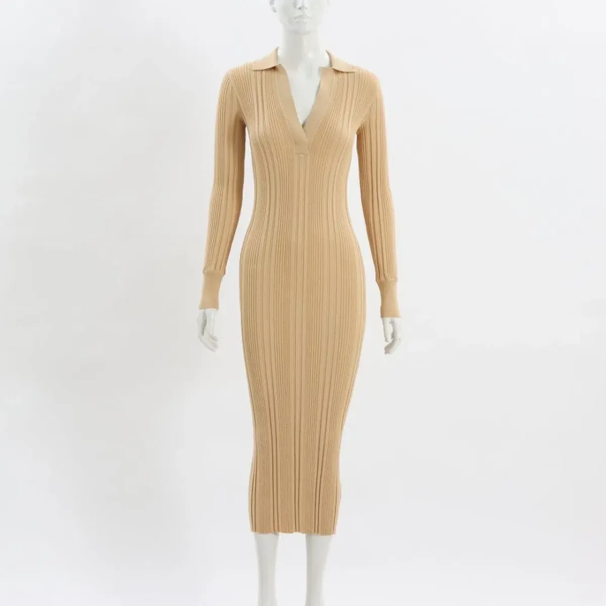 Manning Cartell Split Screen Knit Dress Nude Size AU 8 - Image 3