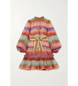 Zimmermann The Lovestruck Belted Striped Silk-Organza Mini Dress Multi Size 0/AU 8 for rent on The Volte - image 3