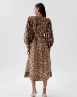 Aje Isabella Leopard Print Midi Shirt Dress in Brown Size AU 16 for rent on The Volte - image 4