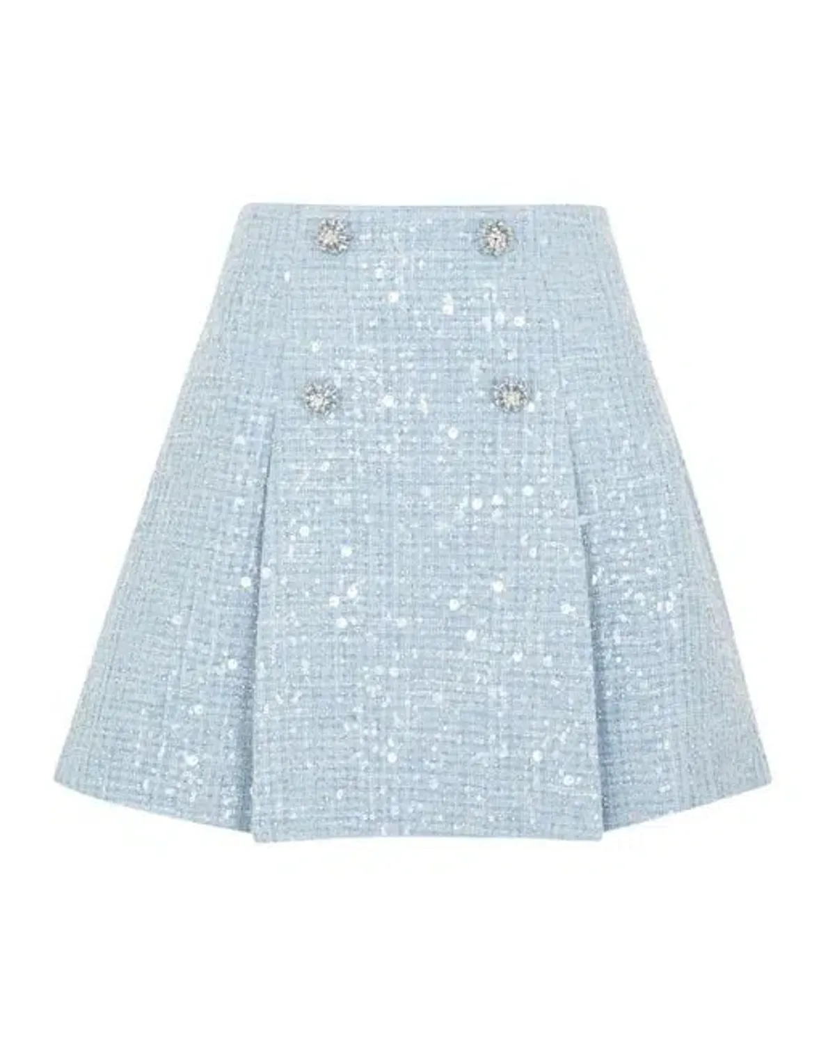 Self Portrait Boucle Jacket and Mini Skirt Set in Blue Sequin Size AU 10 - Image 4