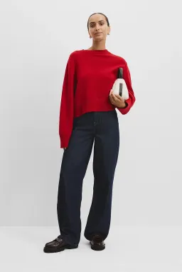 Country Road Organically Grown Cotton Blend Crop Crew Neck Knit Red Size AU for rent on The Volte - image 2