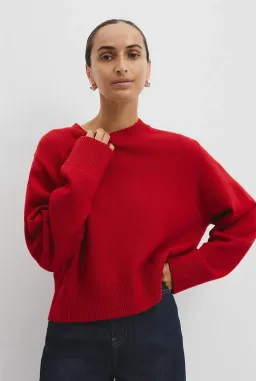 Country Road Organically Grown Cotton Blend Crop Crew Neck Knit Red Size AU for rent on The Volte - image 1