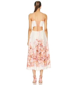 Zimmermann Devi Scallop Midi Dress Cream Floral in Size 3 / AU 14 for rent on The Volte - image 3