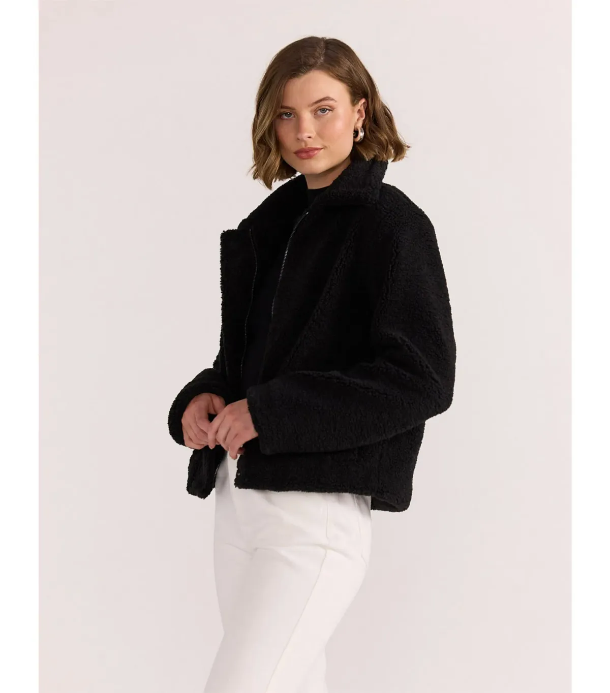 Staple The Label Tate Sherpa Jacket Black Size 8/S - Image 3