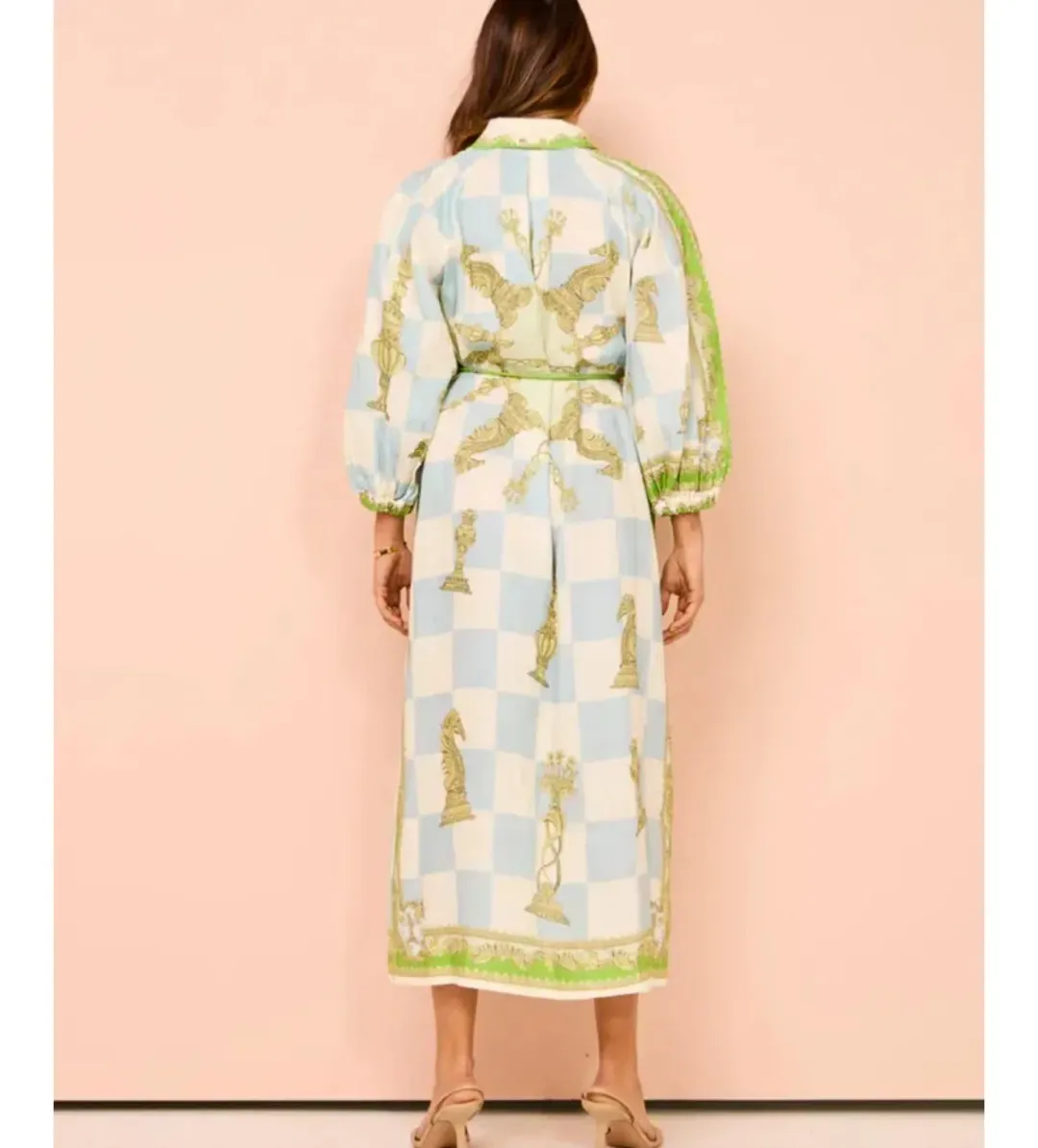 Alemais Checkmate Midi Dress Multi Print Size 8 for rent on The Volte - main image