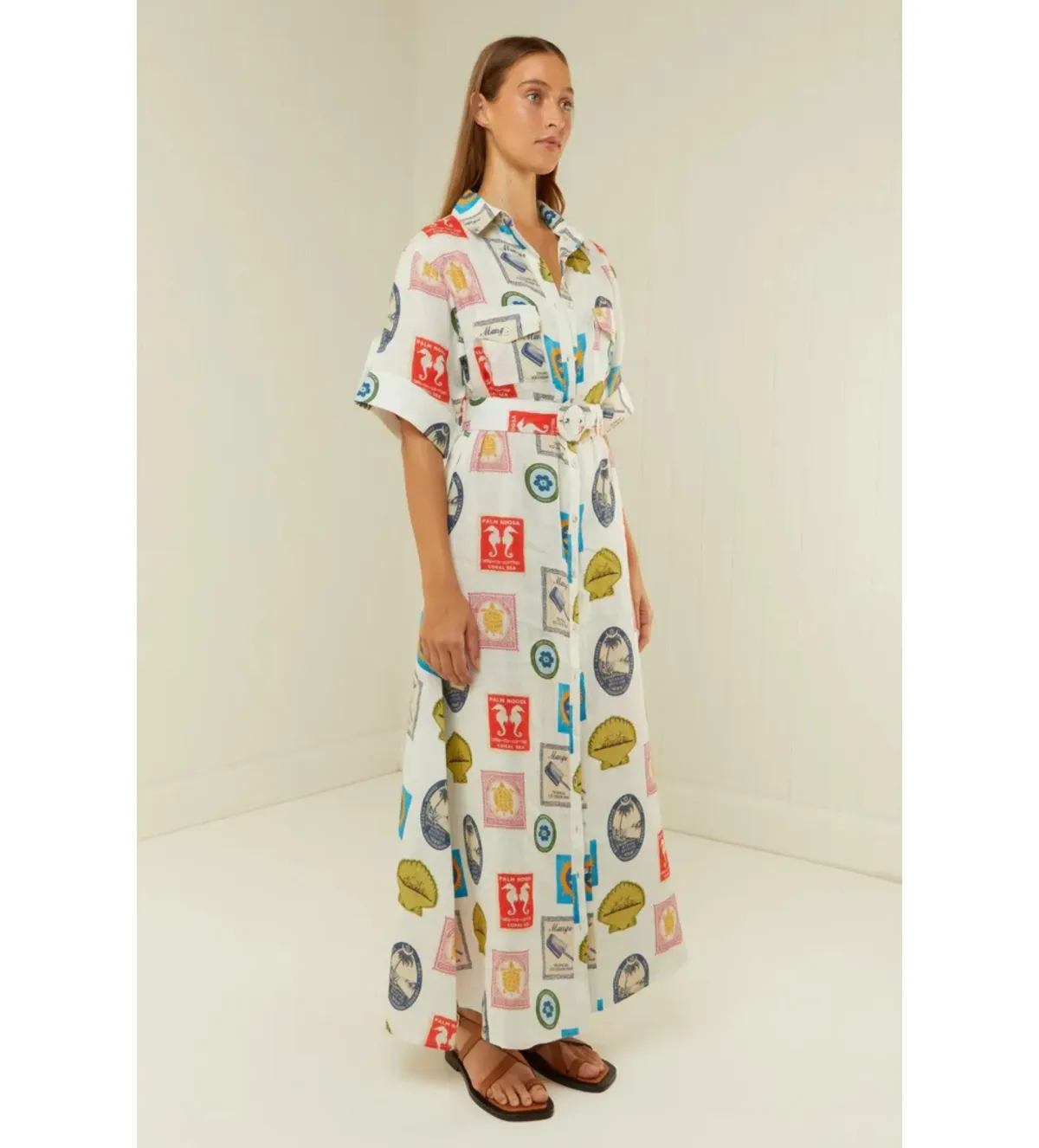 Palm Noosa Memento Maxi Dress Holiday Stamp Size AU 6 - Image 2