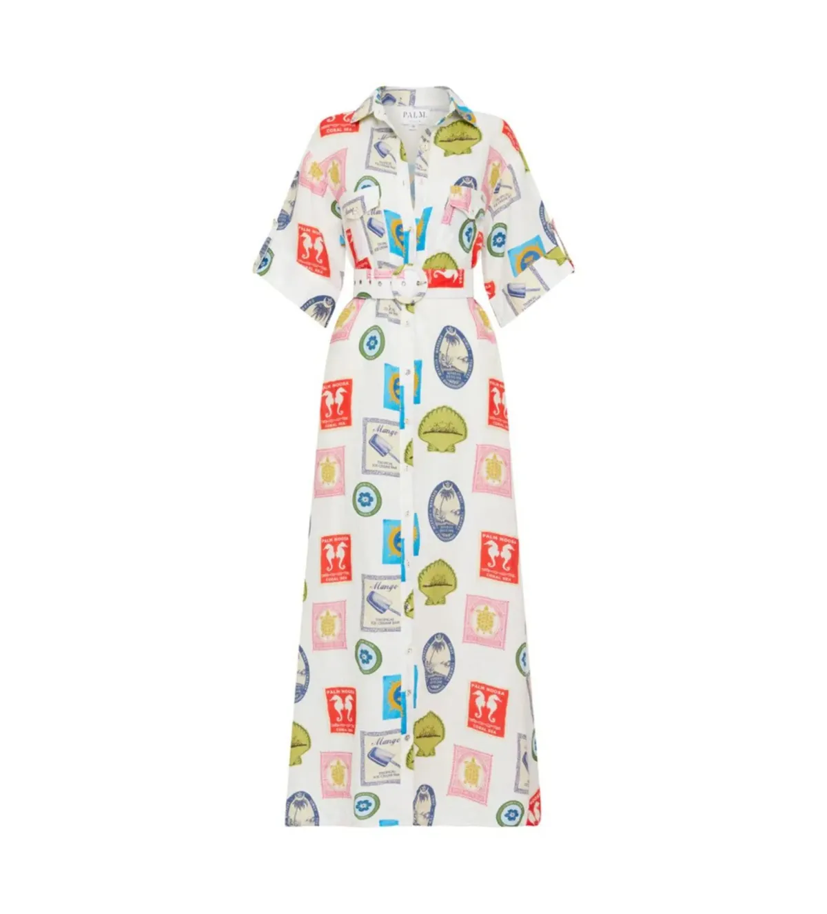 Palm Noosa Memento Maxi Dress Holiday Stamp Size AU 6 - Image 6