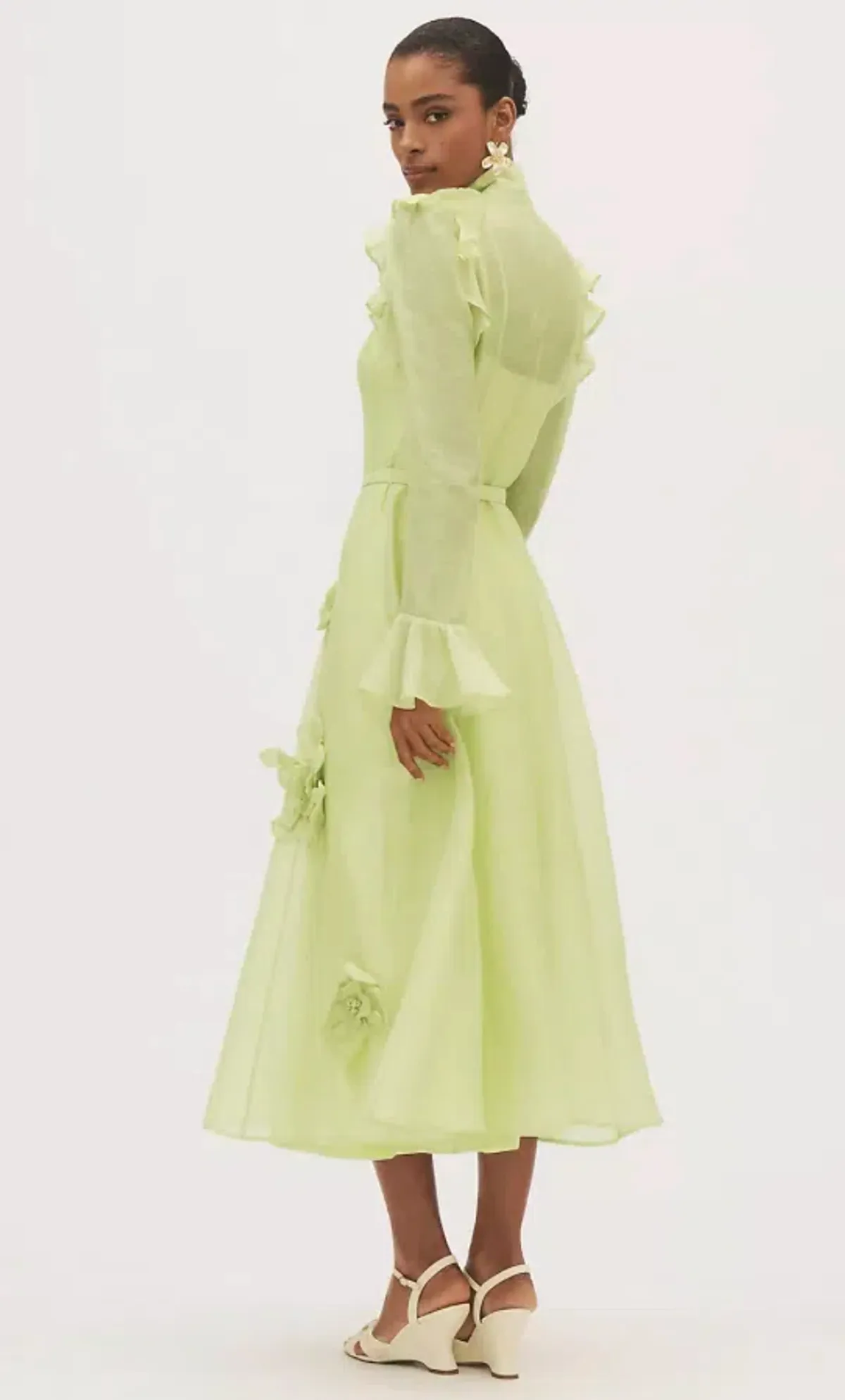 Leo Lin Katrina Butterfly Midi Dress Chartreuse Size 10 - Image 2