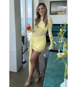 Deconduarte Ortigia Mini Dress in Baby Yellow Size AU 8 for rent on The Volte - image 2