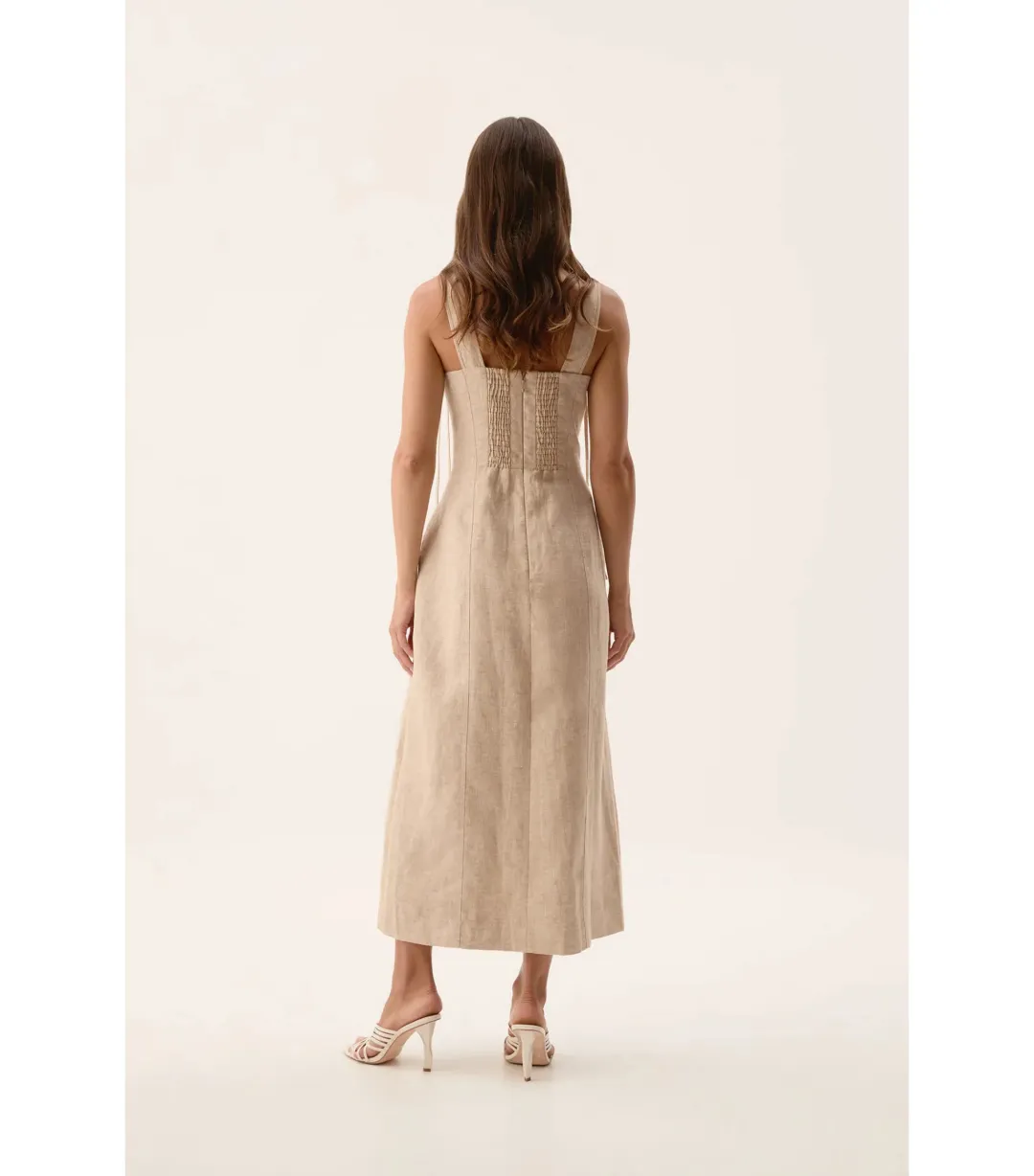 Aje Morgan Midi Dress Dune Beige Size 8/S for rent on The Volte - main image