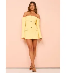 Sir the Label Sandrine Tailored Mini Dress Limone Size AU 10 for rent on The Volte - image 1